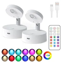 Wireless RGB Remote Spotlight Rechargeable Accent Lights LED Puck Lights Dimmable Timer Wall Lamp Uplight Angle Artwork Lighting 1