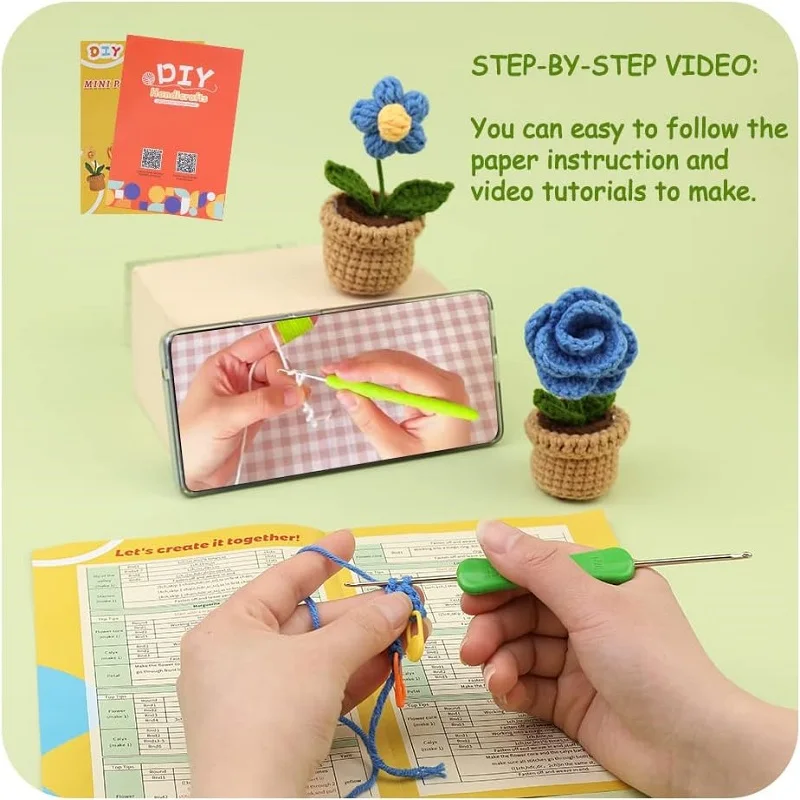 Flowers Knitting Kit for Beginners Adults Knitting Starter Kit with Step-by-Step Instructions Easy Crochet for Beginner crochet kit knitting supplies knitting craft supplies