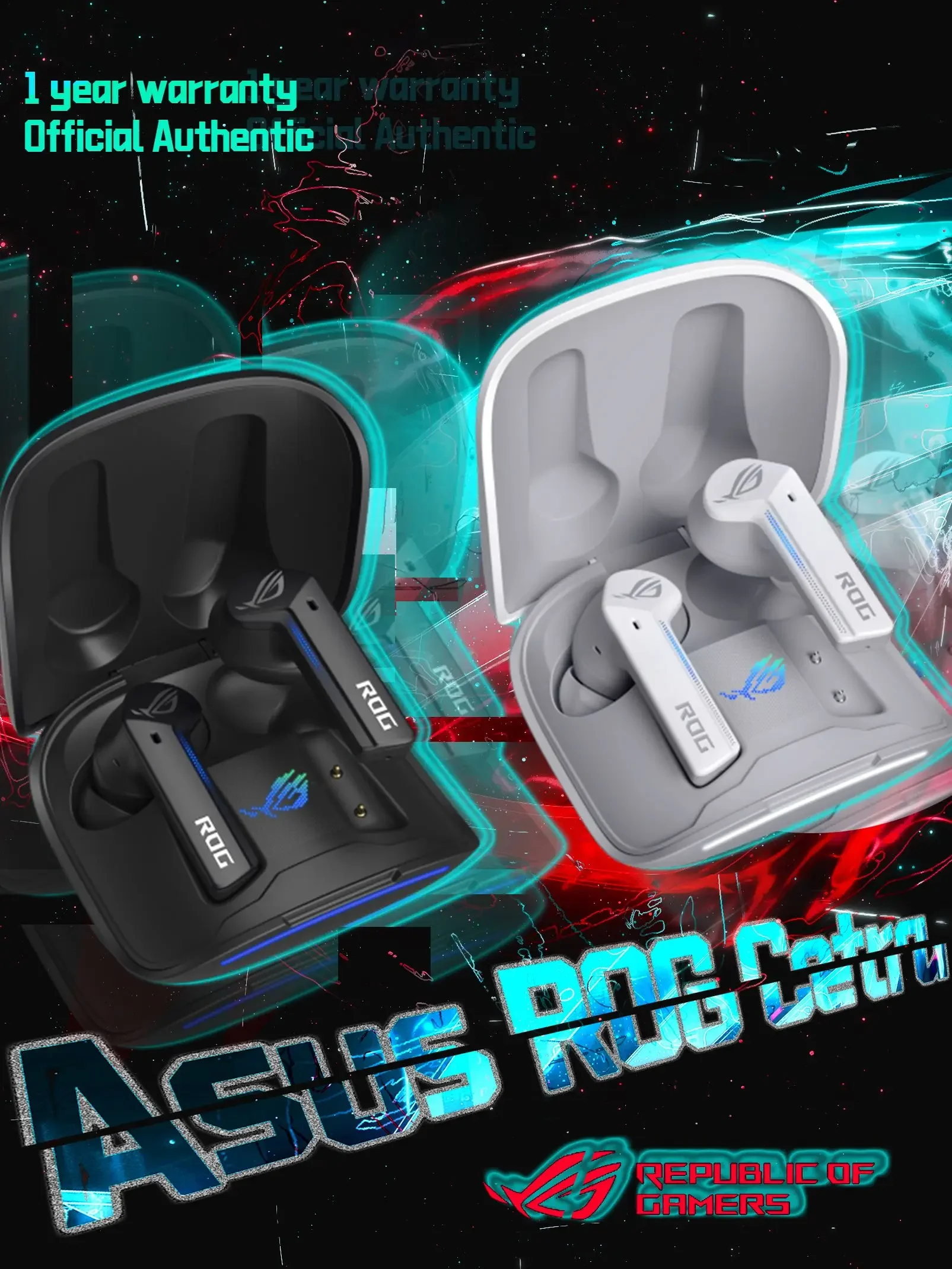 Asus ROG Cetra 트루 무선 게임용 이어폰, 저지연 블루투스 헤드셋, 액티브 노이즈 리덕션, 아이폰 안드로이드용 