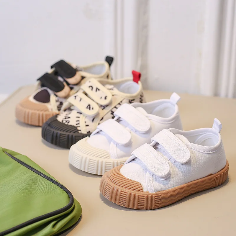 T&ecirc;nis Kid Shoe for Girl Boy Non-slip Soft Sole Canvas Shoe Child Letters Toddler Casual Tenis Versatile Breathable Sneakers
