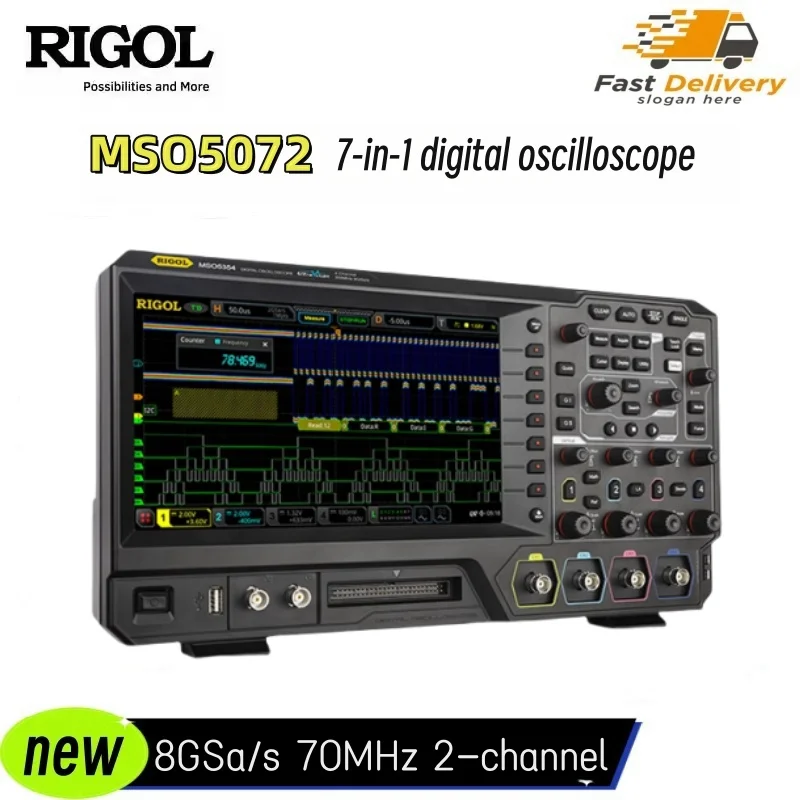 

Rigol Two Channel, 70 MHz Digital / Mixed Signal Oscilloscope,8 GSa/s MSO5072