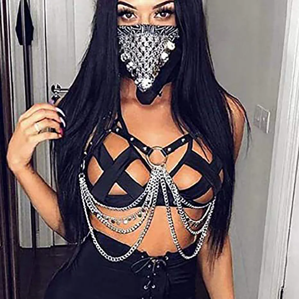 

Fashion Sexy Harajuku PU Leather Statement Harness Buckle Punk Choker Collar Body Waist Necklace Club Party Jewelry 2022