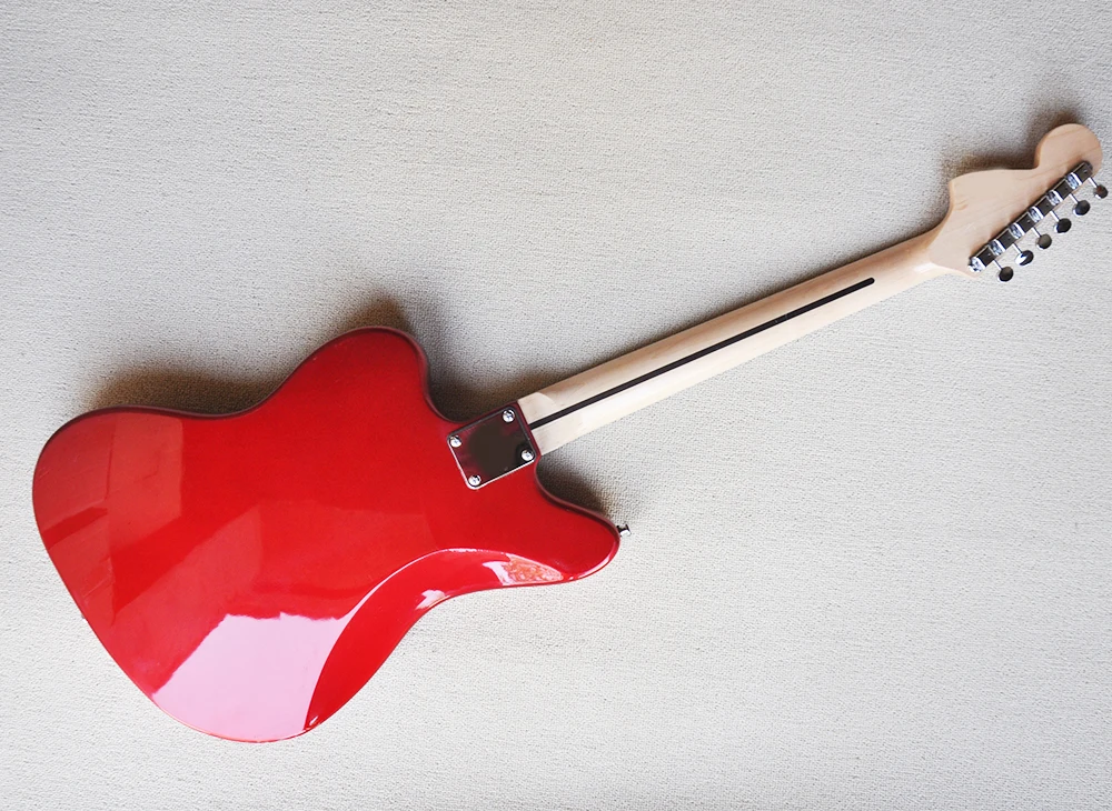 6 Strings Electric Guitar with Rosewood Fretboard Red Pearl Pickguard Customizable Metal Red