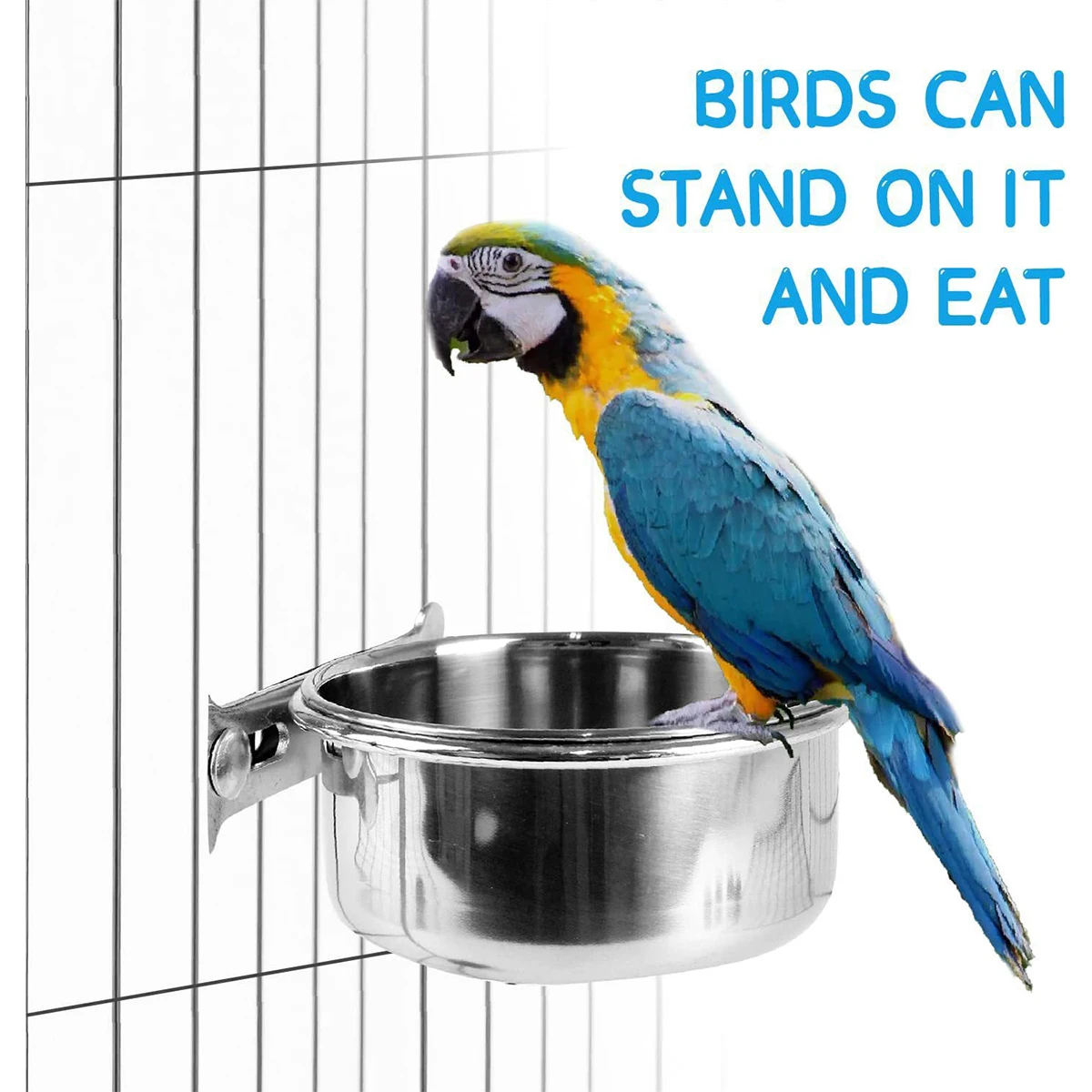 Stainless steel food basin food box bowl water basin water cup trough bird specific feed anti spill cup