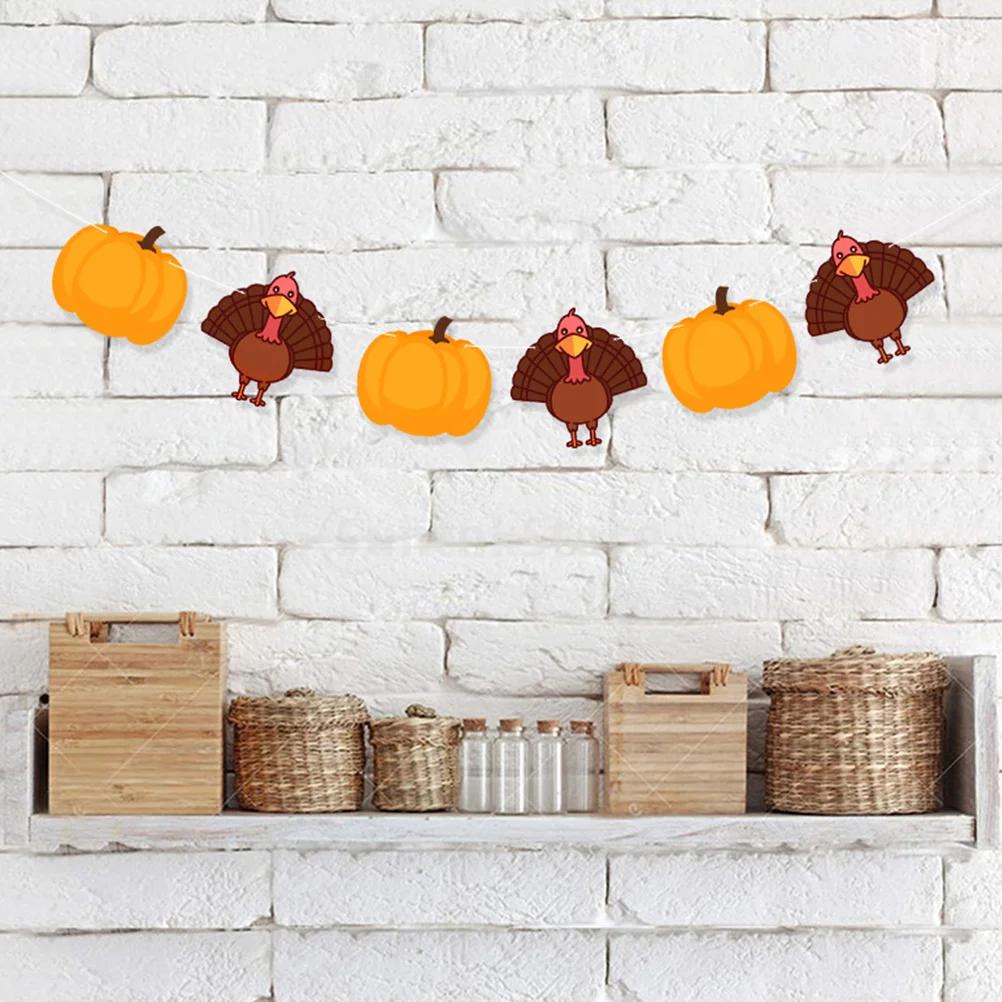 

1Pc Funny Thanksgiving Banner Ornament Paper Bunting Garland Party Supplies