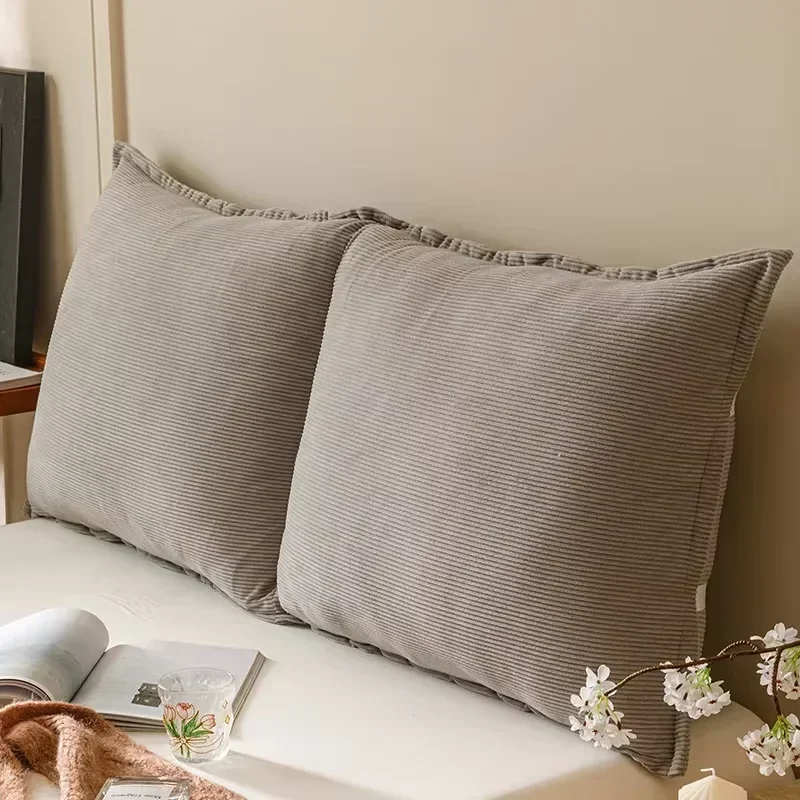 New retro corduroy removable and washable bedside soft bag cushion tatami large backrest solid color long pillow can be bundled
