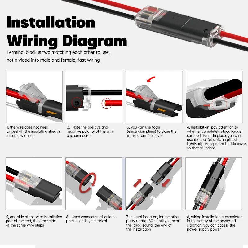 5/10/20/30pcs 2 Pin Cable Wire Connector Terminal Connector Electrical Connectors Plug Double-Wire Plug-in Connector with Locking Buckle