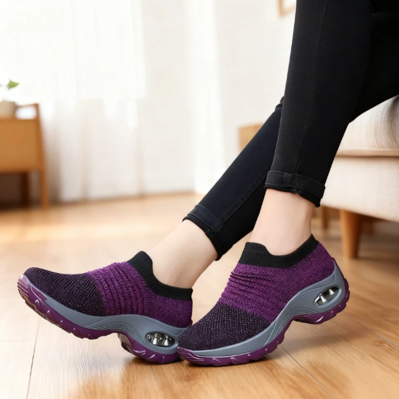 Fashion Women's Casual Sneakers Comfort Mesh Running Shoes Breathable Cushion Black Sneakers for Women Black Female Footwear