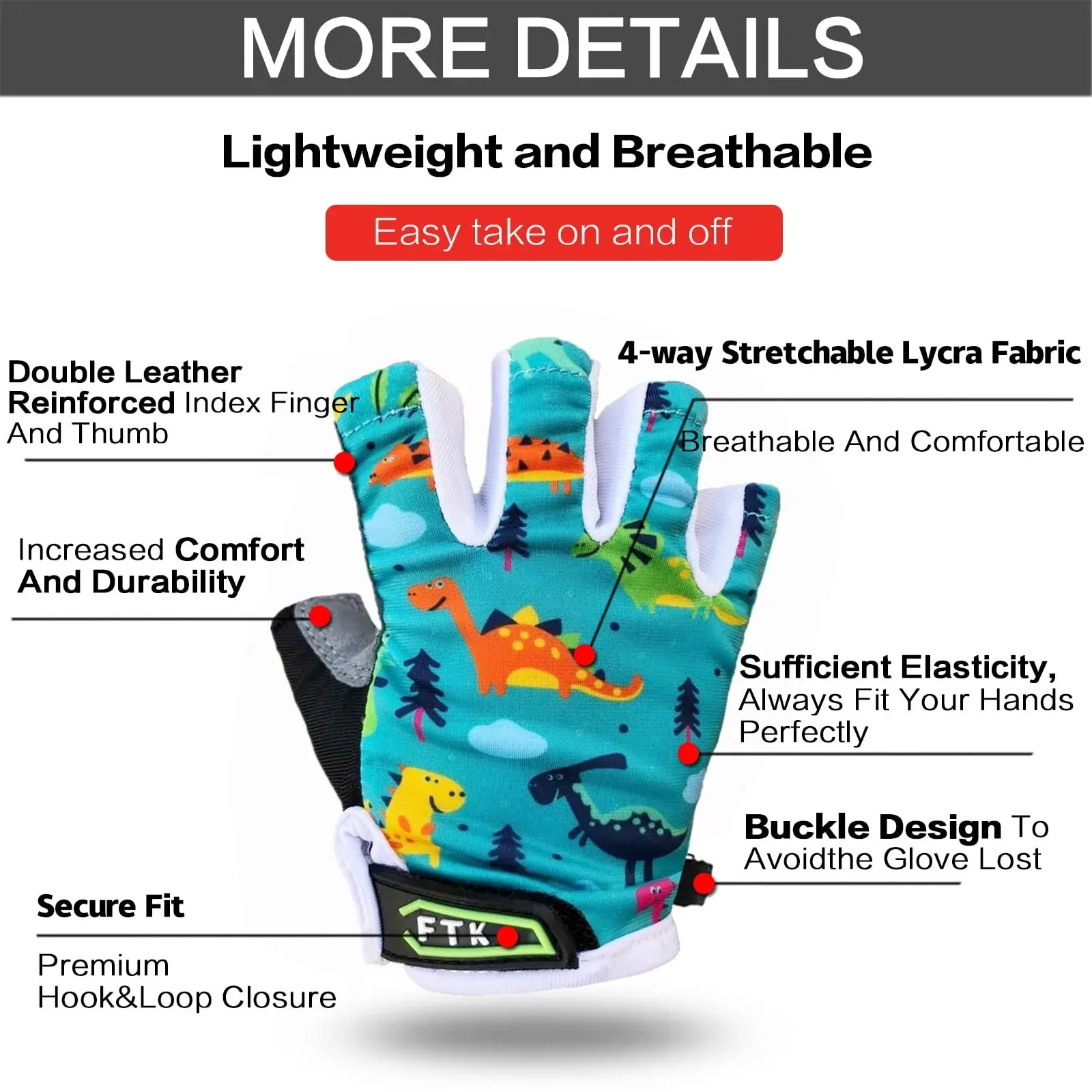 Kids Junior Cycling Gloves 1 Pair Gel Padding Bicycle Half Finger Outdoor Sport Road Mountain Bike Glove Fit Boy Girl Youth