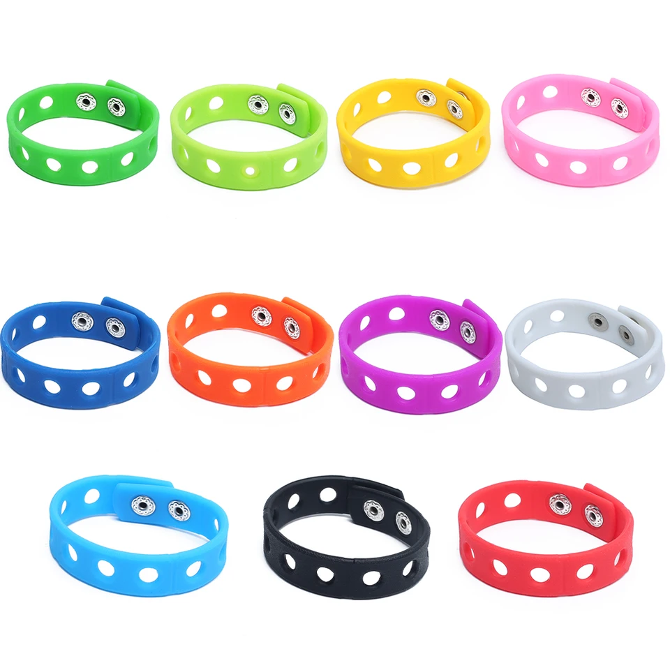 Braccialetti Silicone Per Bambini - 10 Pezzi Con Fori Per Ciondoli, Regolabili E Colorati - Foto 6