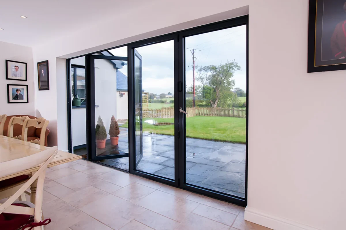 NFRC Aluminium Folding Doors Double Glazed Low E Double Glass Bi Fold Door Heat Insulation Sliding Folding Door for Entrance