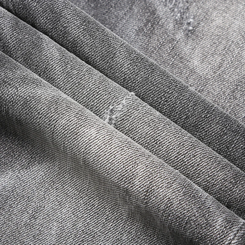 Fashion Designer Men Jeans High Quality Retro Black Gray Elastic Slim Fit Ripped Jeans Men Trousers Vintage Casual Denim Pants