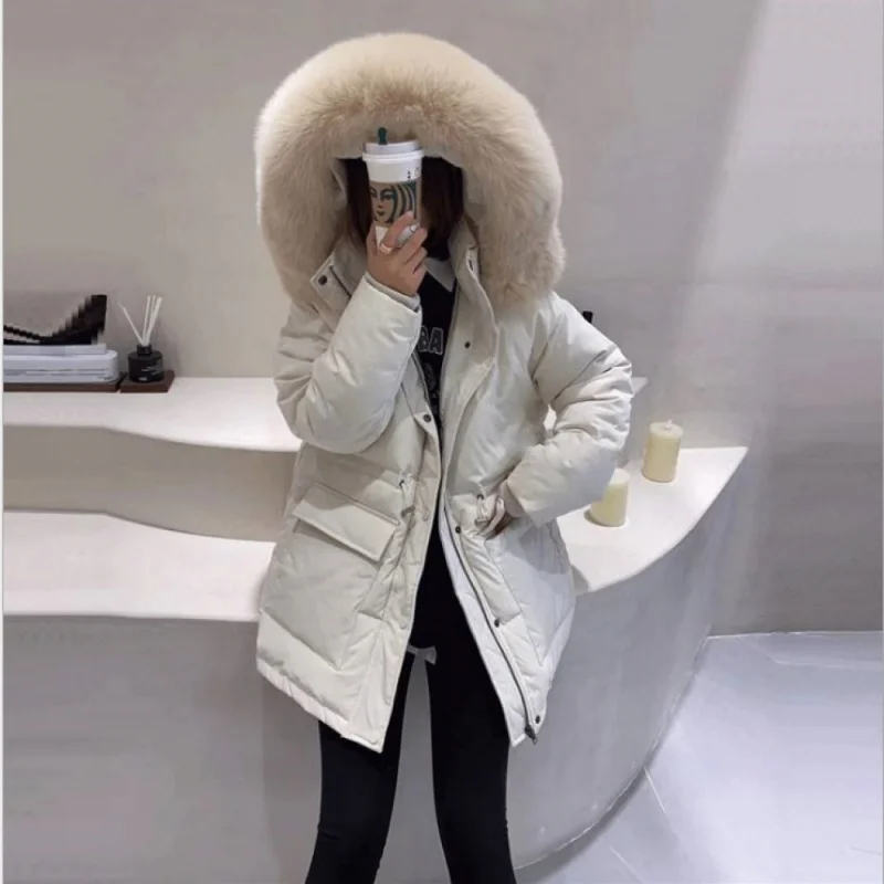 

Warm winterfashionableSu Su Same Style down Female Big Short Fur Collar Tight Waist Small Thickened European Station Fashionable