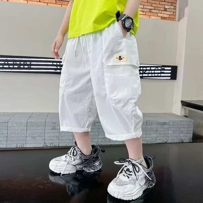 

Boys' Pants Summer New Children's Summer Mid-pants Boys' Three-point Casual Loose-waisted Wide-leg Pants