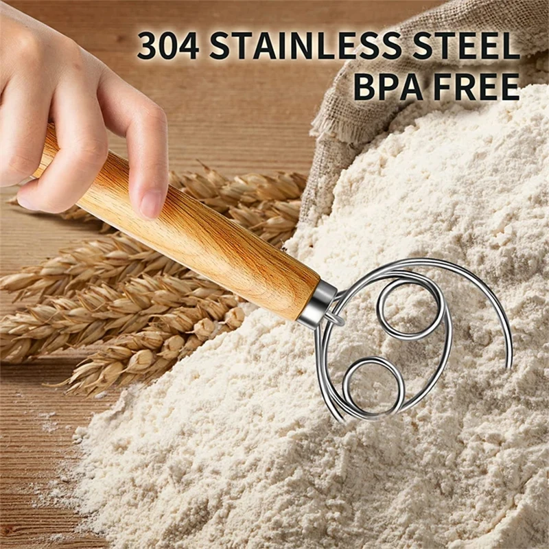 Danish Egg Beater Baking Accessories and Tools Hand Mixer For Kitchen Dutch Bread Dough Pastry Pastry Bakeware Dining Bar Home