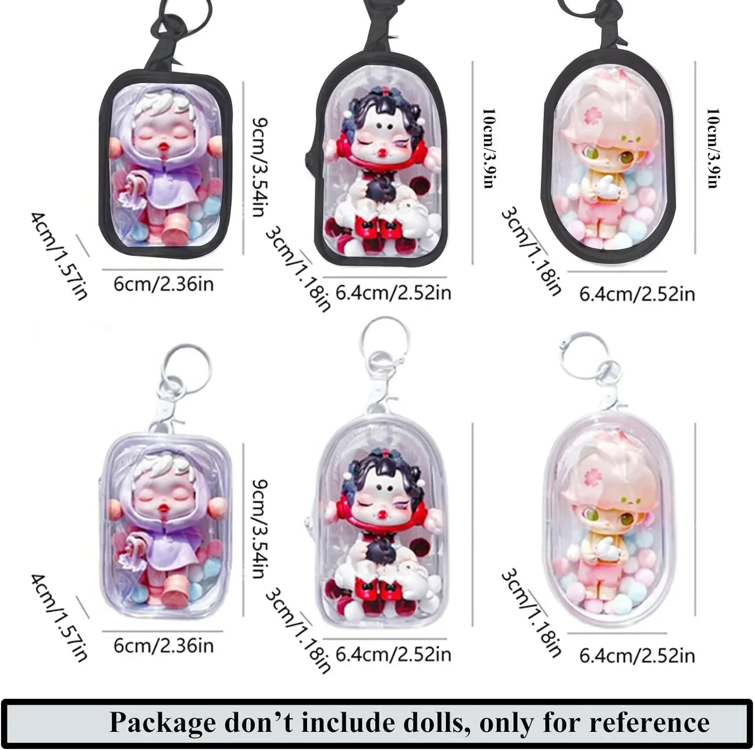 Transparent PVC Mystery Box Organizer Box Keychain Bag Protect Mystery Toy Storage Case Cute Doll Bag Organization