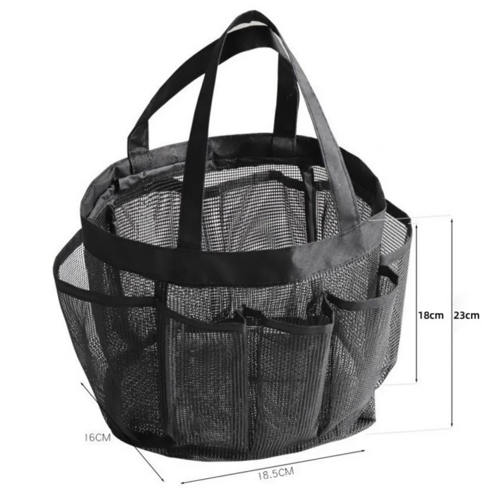 Portable Mesh Shower Caddy Quick Dry Shower Tote Hanging Bath Toiletry Organizer Bag 7 Storage Pockets Double Handles
