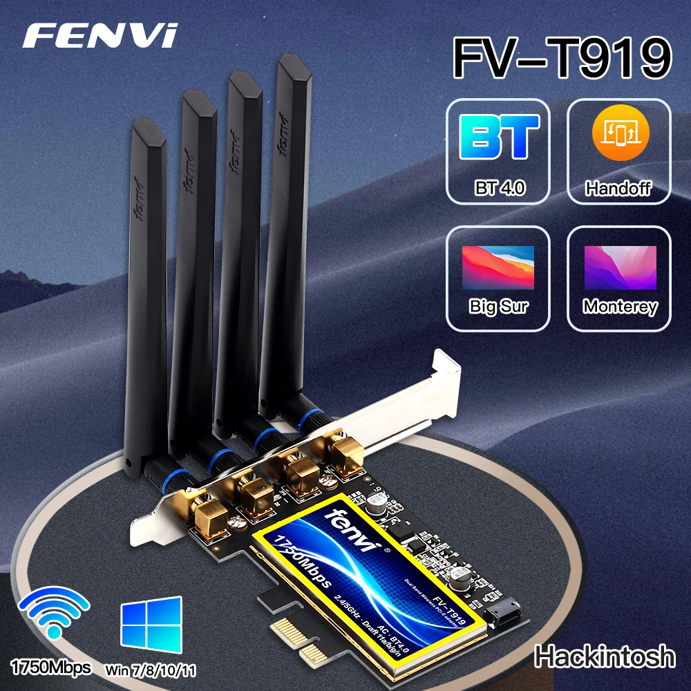 FenviT9191750MbpsPCIeDesktopWifiCardBCM94360ForMacOS