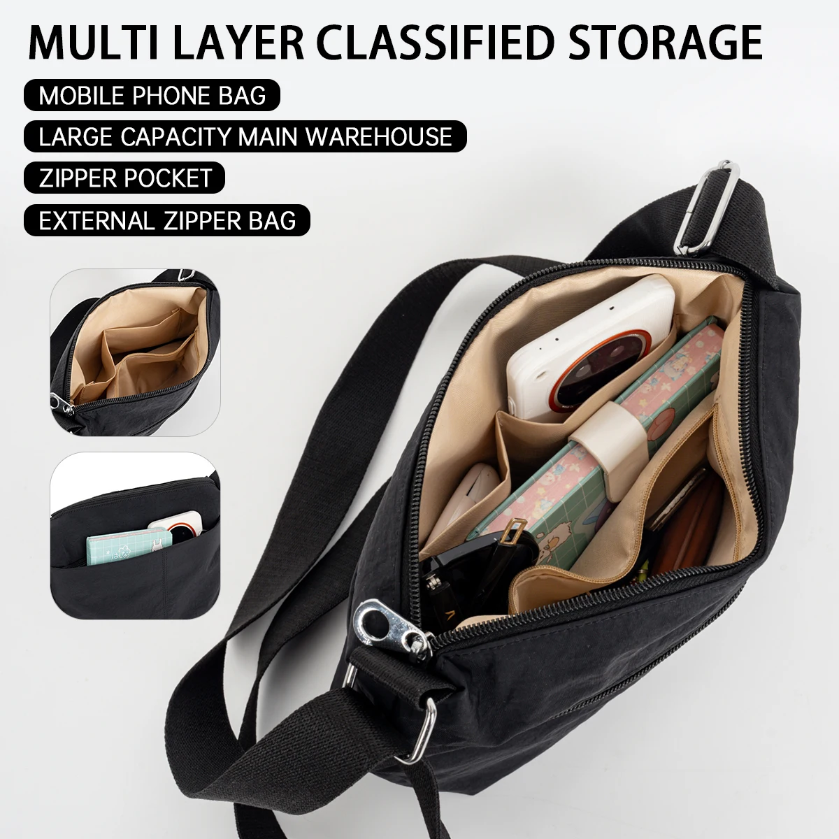 Lightweight Crossbody Bag, Casual Outdoor Cycling Bag, 2025 New Large-Capacity Chest Bag, Men's Shoulder Bag, Women's Backpack, Waist Bag, Trendy Shopping and Playing