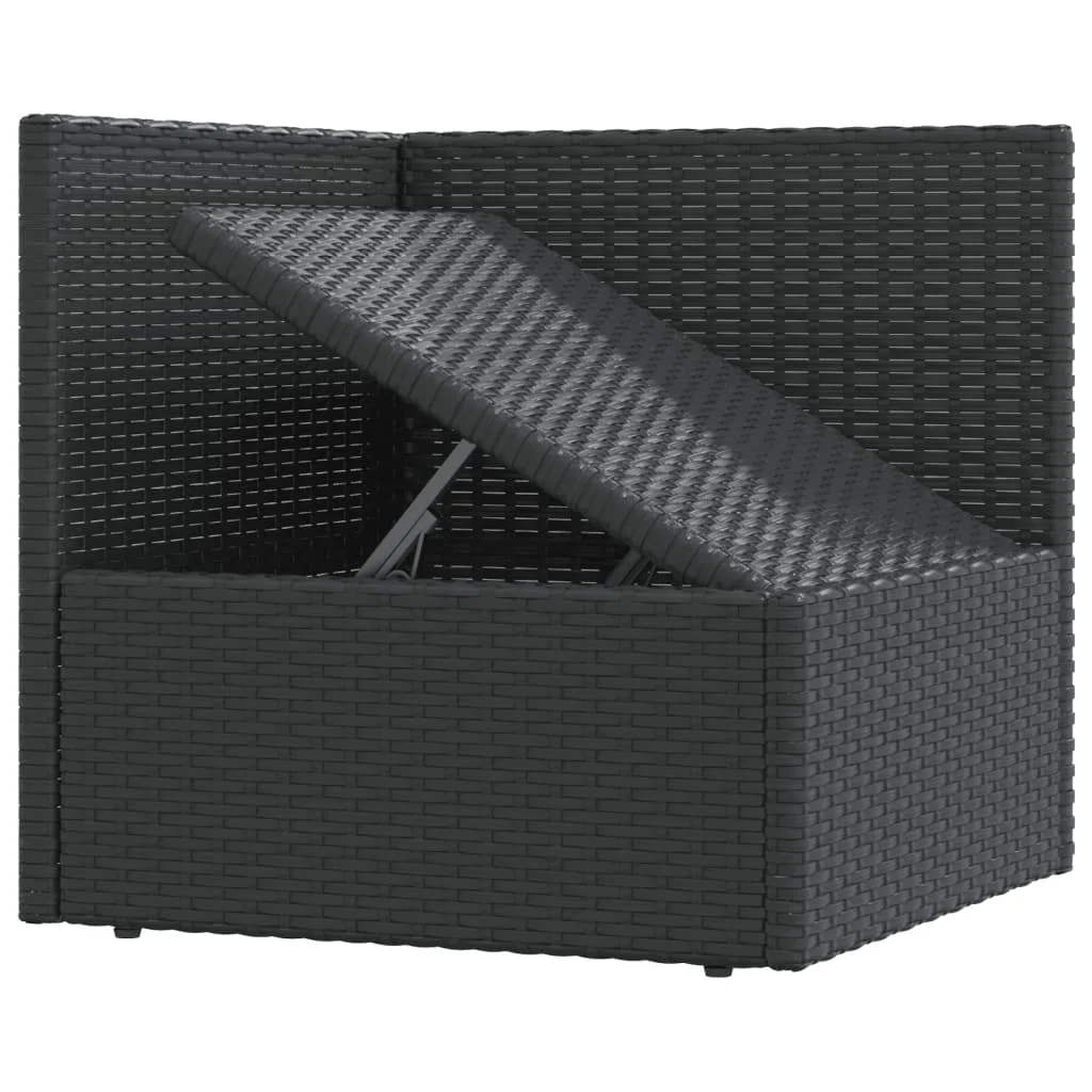 3Pcs Patio Lounge Set Poly Rattan Outdoor Garden Movable Decor with Removable Cushions Black Garden sofa, outdoor sofa 3