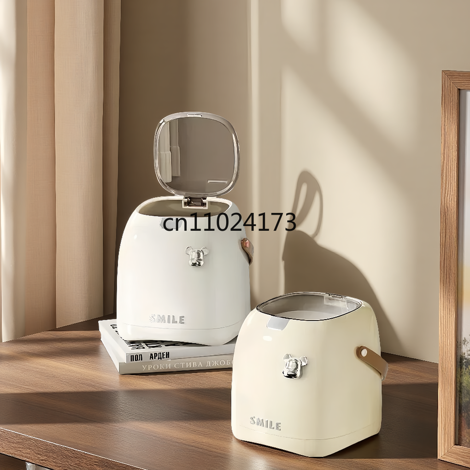  Beishan 2L Luxury Desktop Trash Can Small Waste Bin with Handle,Elegant Office/Bedroom/Living Room Garbage Bin Compact & Stylish 