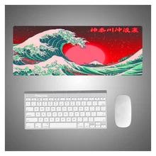 Grande tapete de mesa do teclado do gamer do portátil para o cs go lol grande onda japonesa fora do jogo do mousepad do rgb