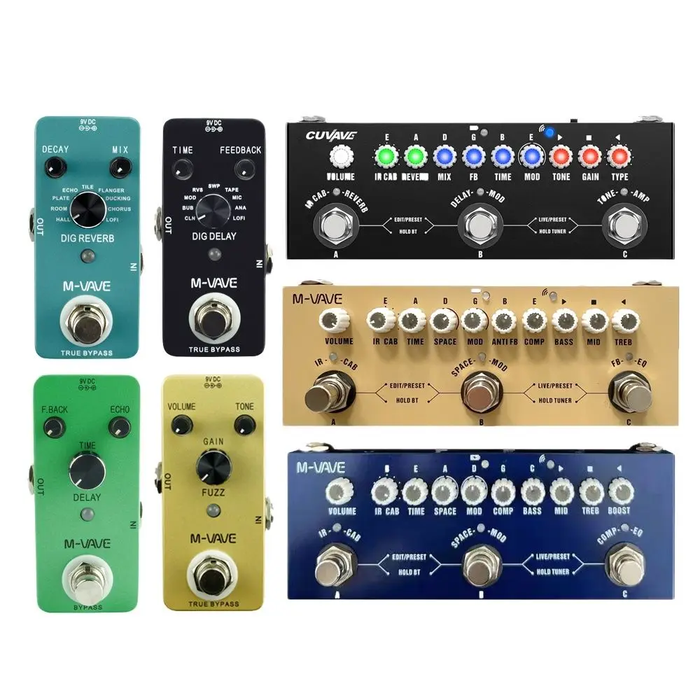

M-vave Electric /Bass/Acoustic Guitar,DIG Series Reverb Delay Effect Pedal True Bypass Cube Baby Multi Effects Pedal Series