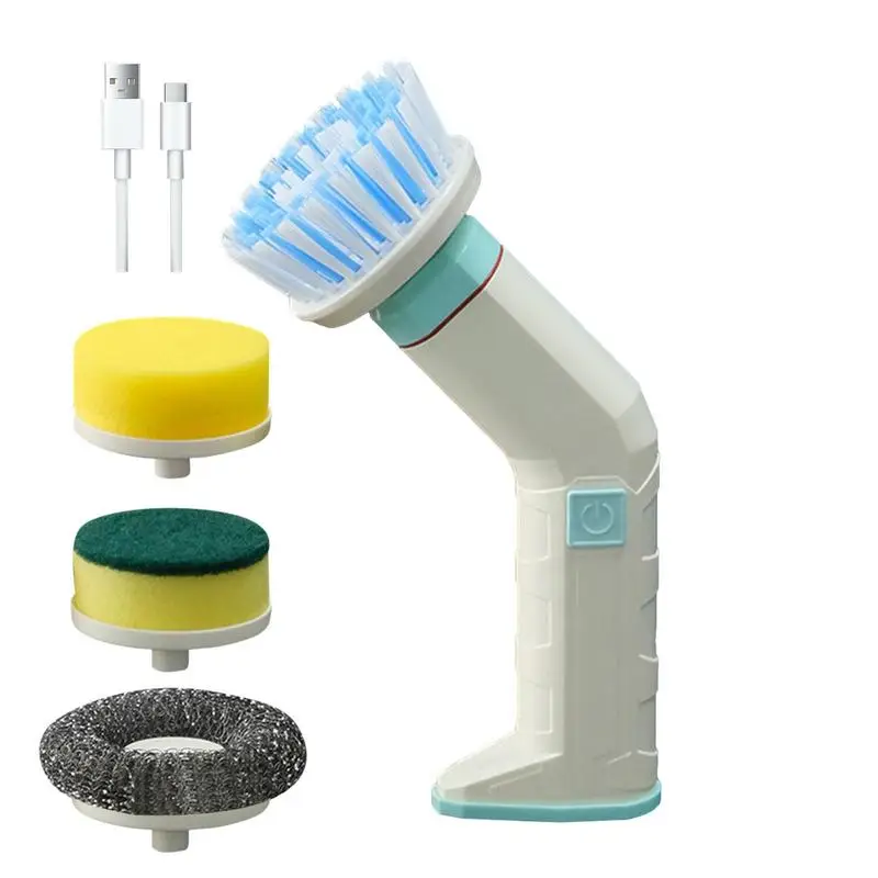 

Беспроводная Чистящая Щетка с 4 сменными насадками, 2 скорости, чистящая щетка для ванной комнаты