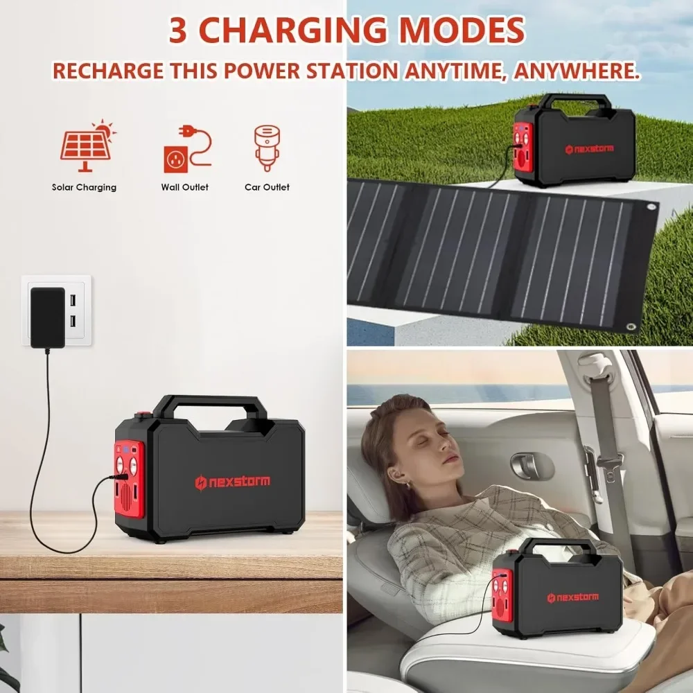 Portable Power Station,111Wh Camping Generator Backup Lithium Battery Power with 110V/100W AC Outlet DC USB