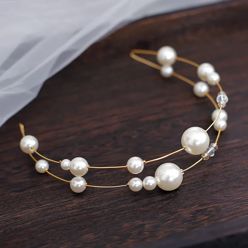 Simple Chain Hair Vine Pearl Hairband Banquet Wedding Hair Accessories For Women Bridal Masquerade Headband Fashion Jewelry