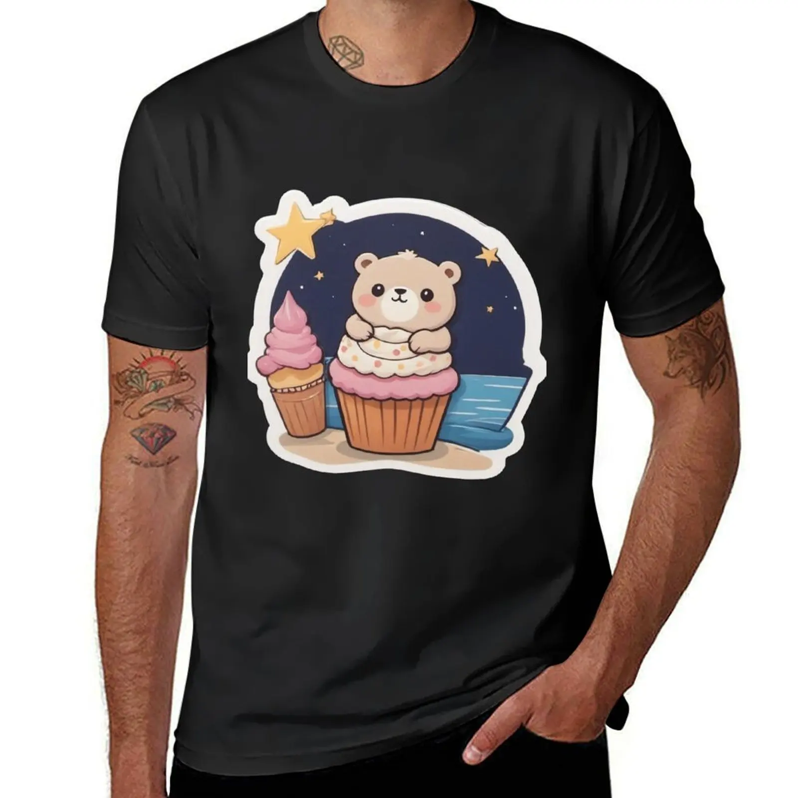 

Super cute baby bear stickers T-Shirt vintage clothes plus size tops plain designer t shirt men