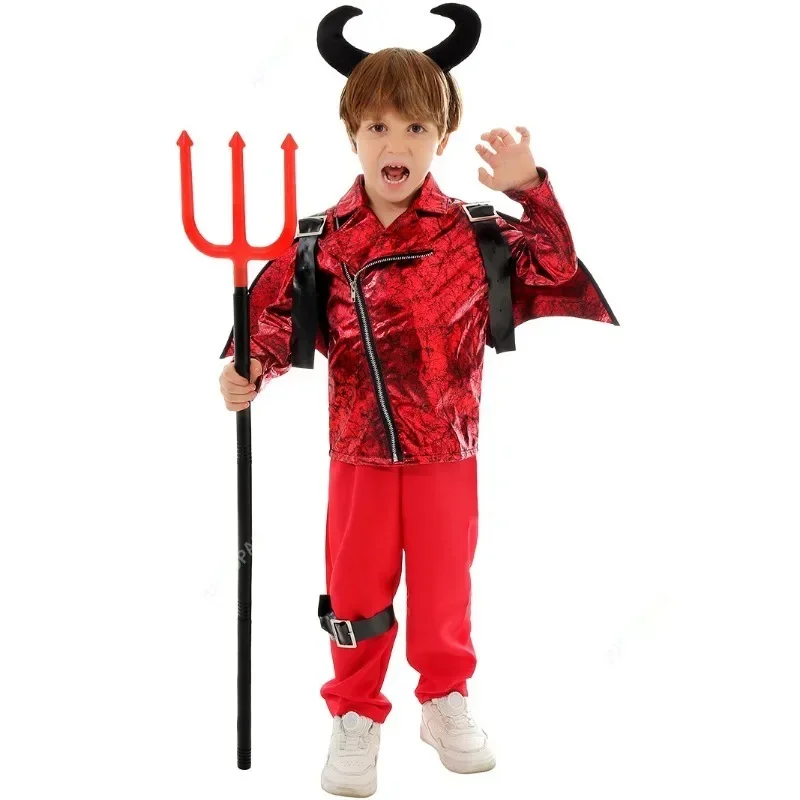 Girls Boys Little Devil Cosplay Costume Punk Roleplay Children