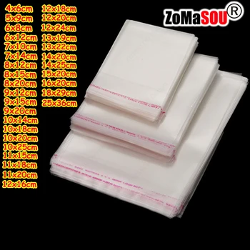 1000-100 pièces OPP sac en plastique Transparent auto-adhésif sacs en Cellophane transparents auto-scellant pour bijoux cadeau Cookie emballage de bonbons 1