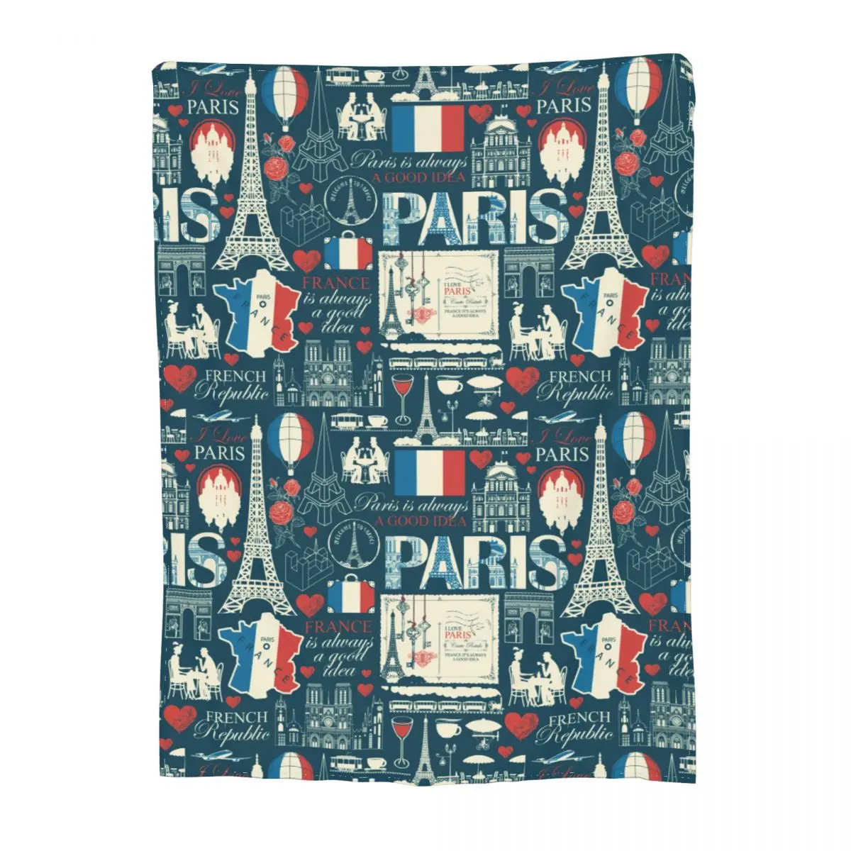 

France Landmarks Map Flag Of French Blanket Paris Theme Architectural Eiffel Tower Throw Blankets Relax for Travel Bedspread