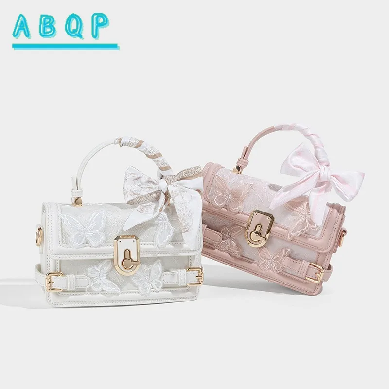 ABQP Nuova borsa a tracolla da donna di marca di lusso, borsa da donna alla moda, con ricamo a farfalla, piccola borsa quadrata, grande capacità - immagine 3