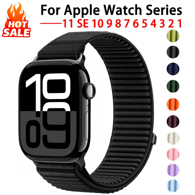 Sport-Nylon-Schlaufenarmband für Apple Watch-Armbänder 46 mm 44 mm 40 mm 42 mm 45 mm 41 mm Correa-Armband iWatch-Serie 11 SE 10 9 8 7 Ultra 3
