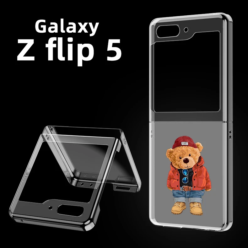 Custodia Rigida Per Pc Cute Bear Per Samsung Galaxy Z Flip 5 Cover Trasparente Per Galaxy Z Flip 5 Custodia Pieghevole Antiurto Coque