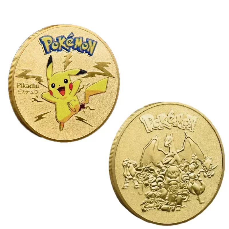 Pokemon Anime Placcato Oro Gioco Moneta Commemorativa Pikachu Charizard Mewtwo Moneta D'oro Collezione di Giochi Pokemon Regalo Di Natale - immagine 6