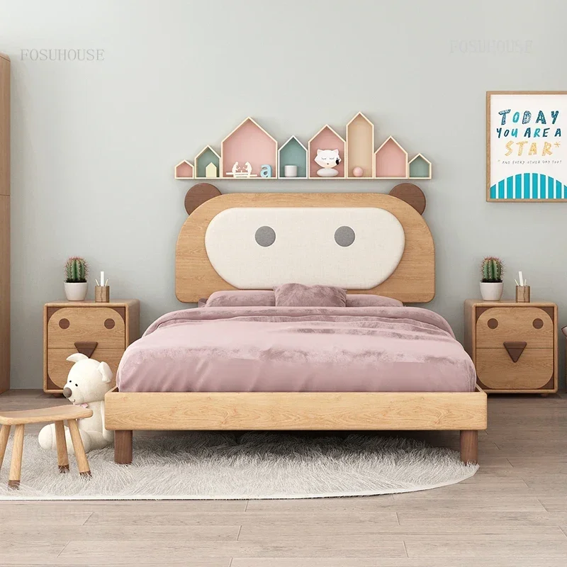Solid Wood Children's Bedroom Nightstands Modern Apartment Dormitory Storage Cabinets Nordic Household Furniture Side Tables H