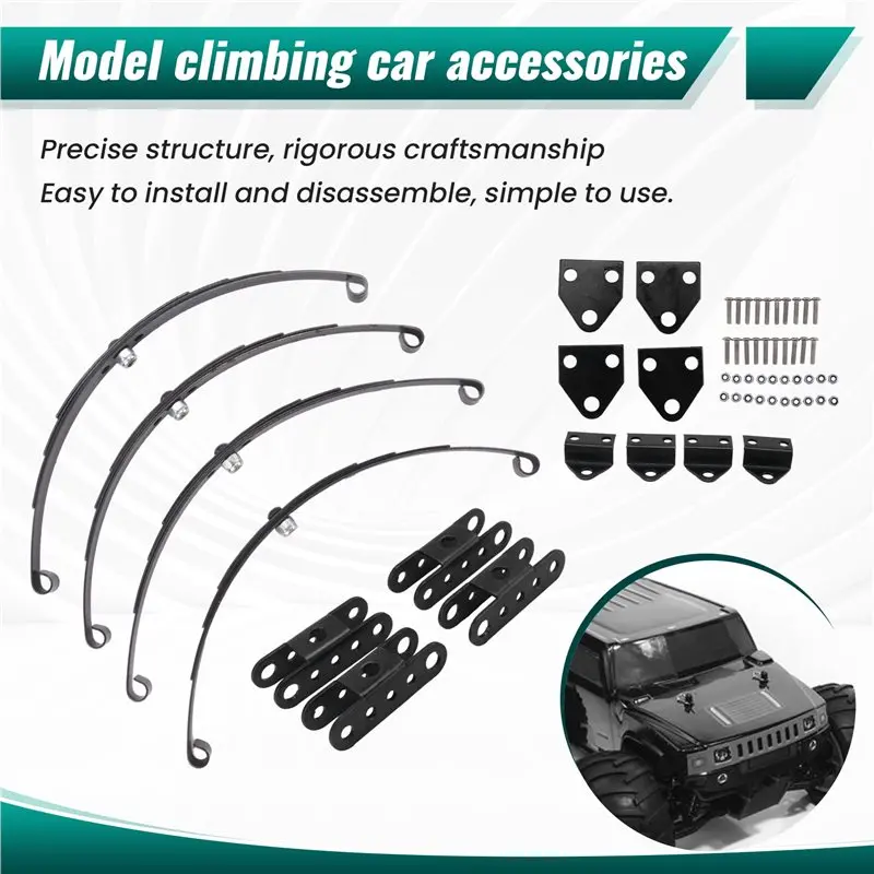 AEE1-4Pcs 1/10 리프 스프링 세트 1/10 D90 RC 크롤러 자동차 부품용 하이리프트 섀시 블랙