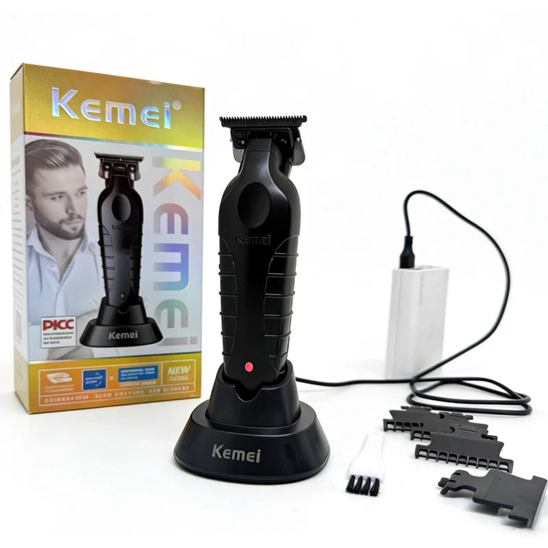 케메이 KM-2296 2299 남성용 전문 헤어 클리퍼, 시트형 충전기 포함 헤어 트리머, 이발기