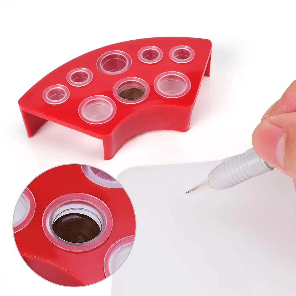 8 Holes Tattoo Ink Cup Holder Stand Makeup Accessories Random Color Trailer Supplies Tatoo Tool Pigment Brack Container 3