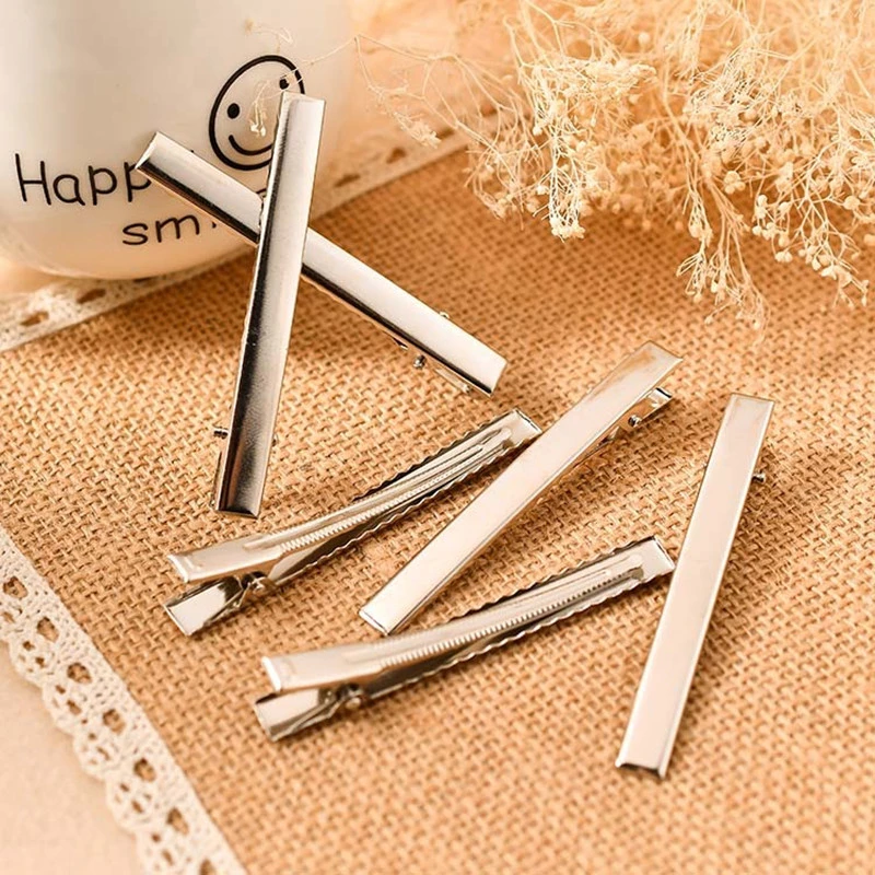 20-100pcs DIY Steel Color Metal Girls Hair Crocodile Alligator Teeth Bows Barrette Duckbill Clips Flat Mouth Square Jewelry Findings & Components classic