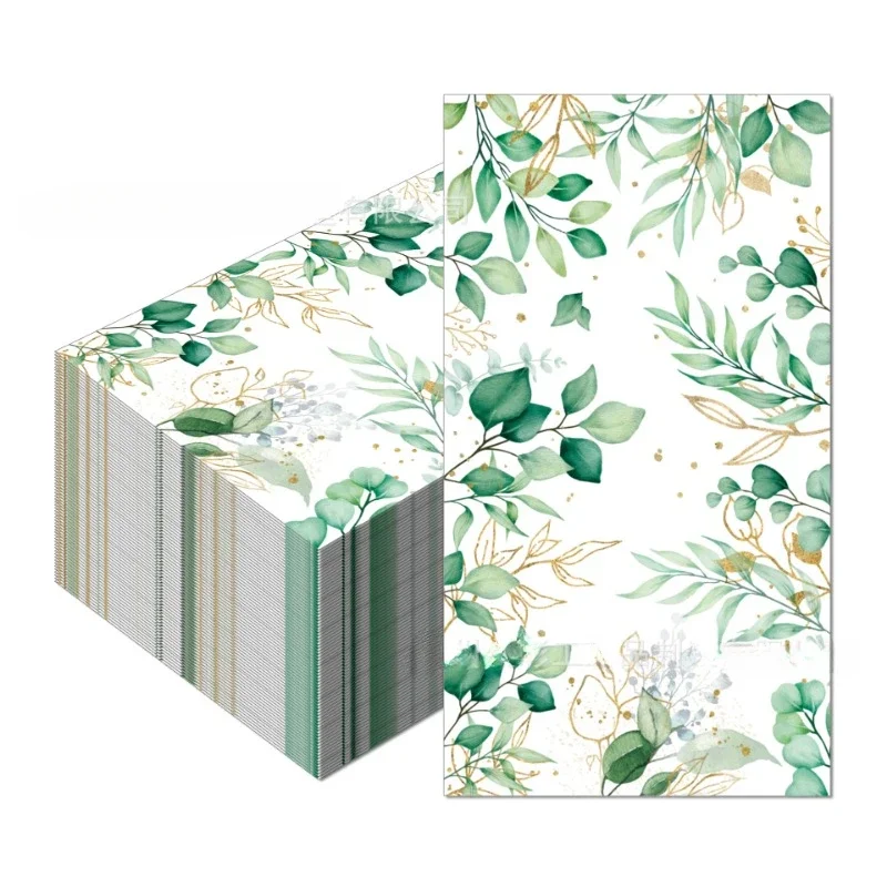 Disposable Paper Placemats Tissue Paper Decoration 20pcs/P 33*40cm Eucalyptus Leaf Wedding Birthday Long Tissue Paper Party Disposable Decoration Wine Glass Flower Paper Placemat
