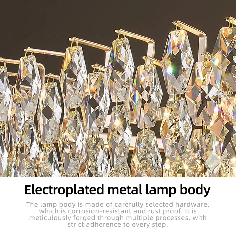 Luxury Crystal Chandeliers High-end Hanging Chandelier Villa Living Room Hall Lighting Lustre Dining Table Pendant Ceiling Lamp 4
