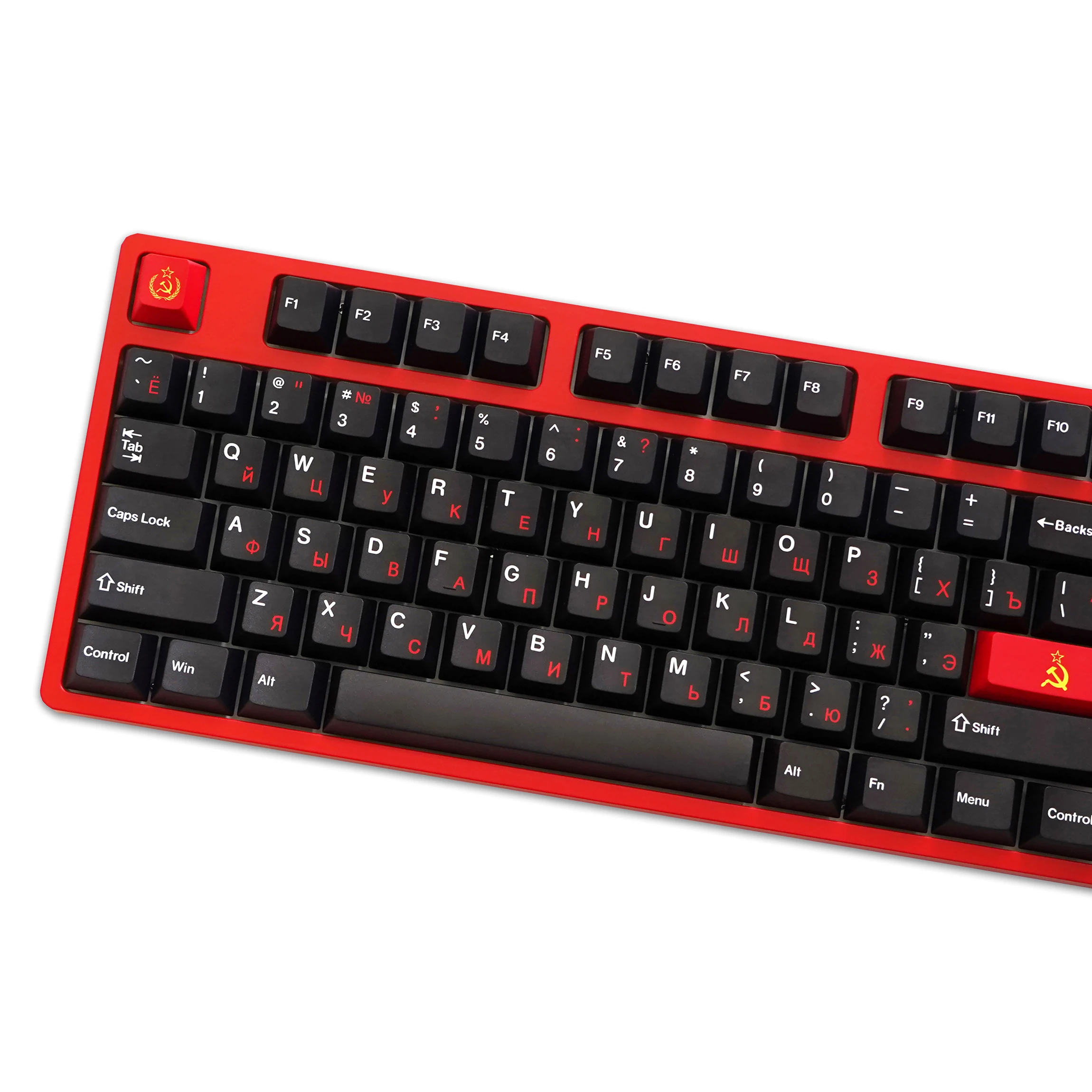 Gmk Wob Vermelho Cirílico Keycaps Lados Sublimação de Tintura Tema Cccp Perfil Cereja Keycap Lightproof 143 Chaves Grupo Pbt - Imagem 5