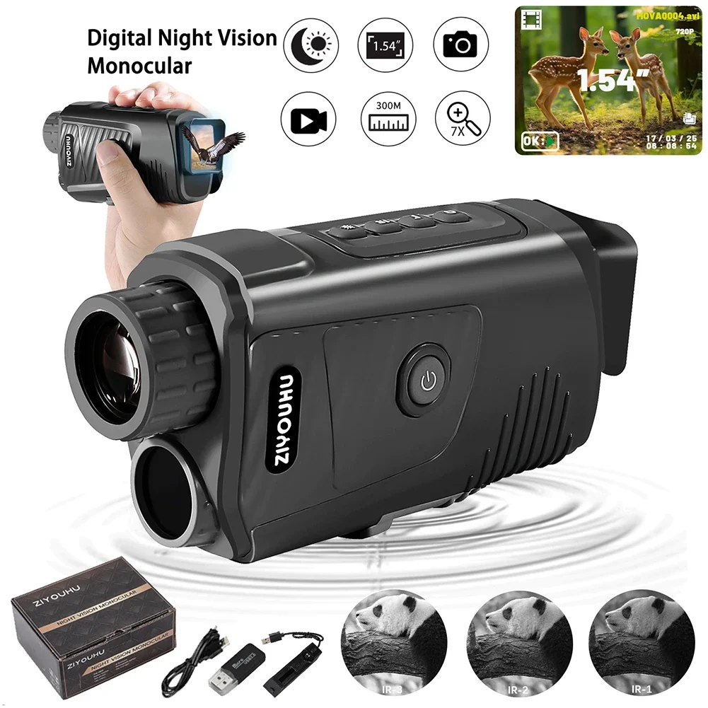 

Night Vision Monocular 300M Full Darkness 7X Digital Zoom 1080P Video Playback Monocular For Outdoor Animal Observation