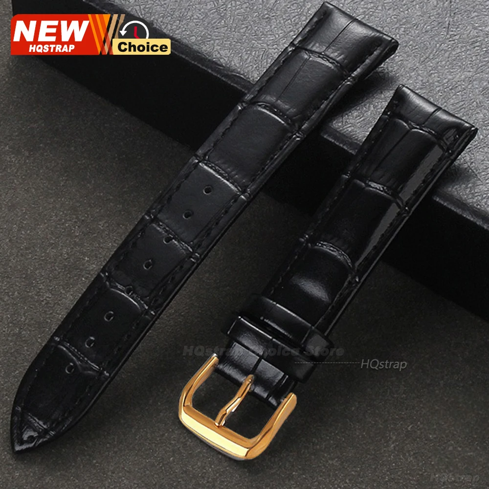 Universal Calfskin Leather Watch Strap with Gold Clasp & Adjustment Tool - Premium Wristband