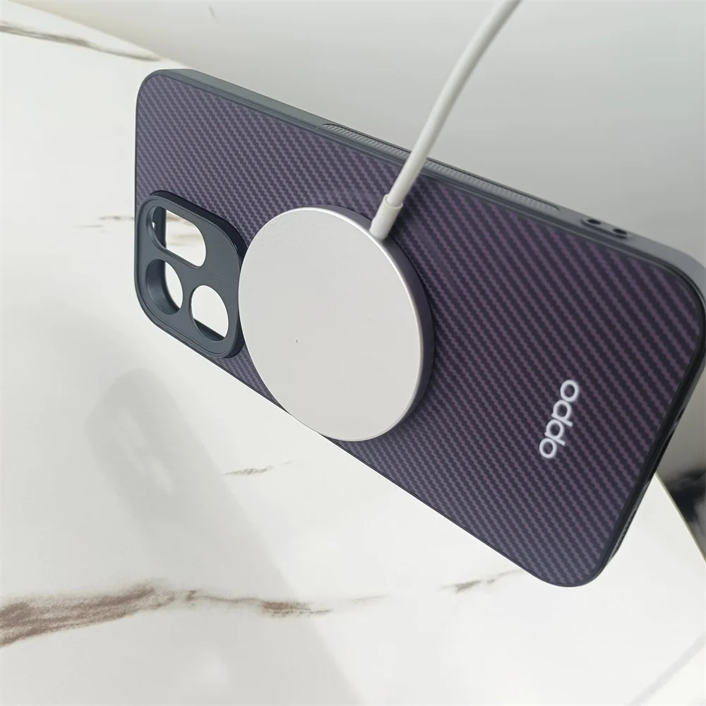 Carbon Fiber Texture Magnetic Phone Case - Wireless Charging Protective Cover