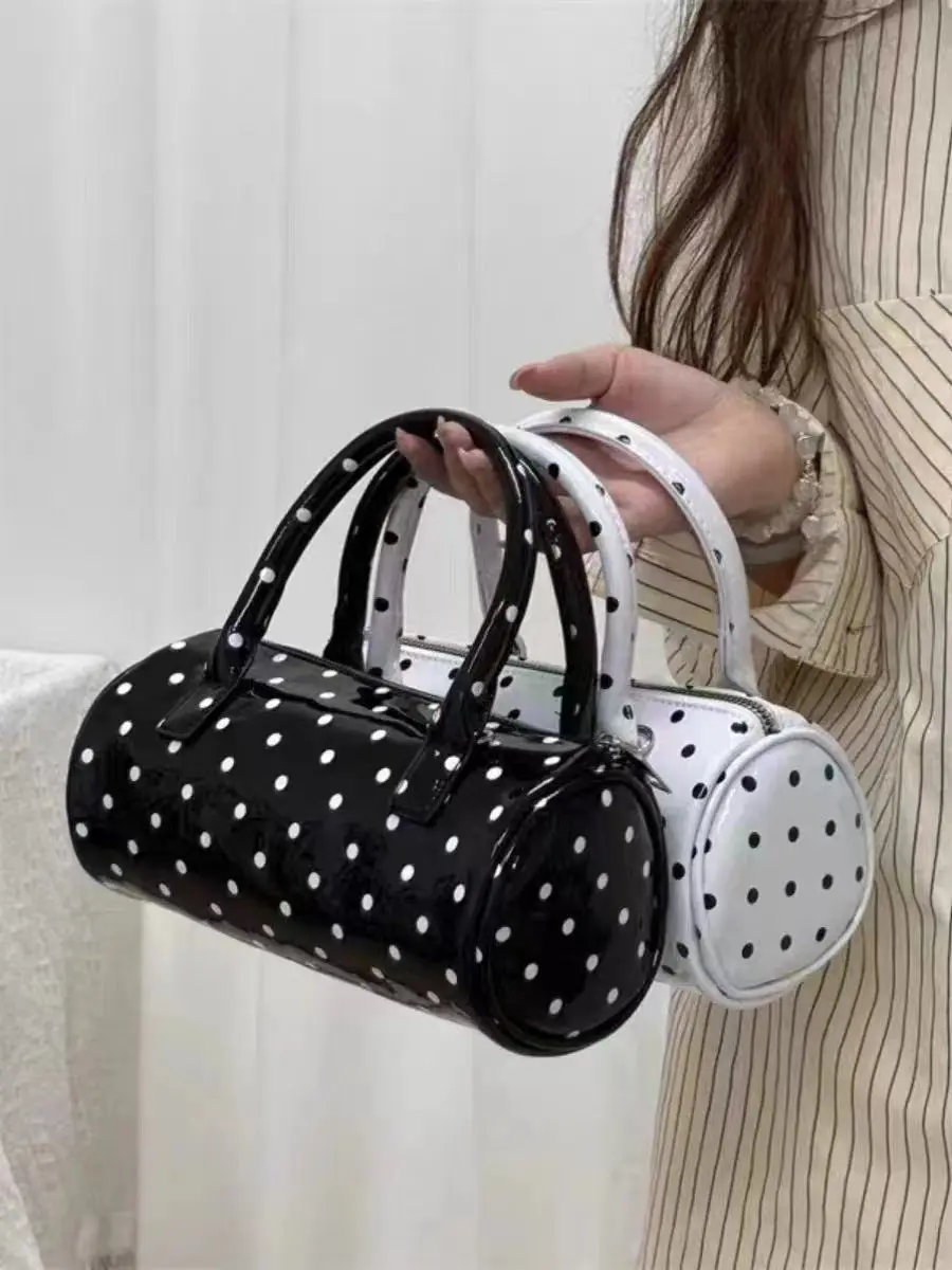 JIAERDI Harajuku Dot Handle Messenger Bag Wallet Women New Leather Casual Crossbody Bags Ladies Sweet Cylinder Y2k Hand Bag 2025
